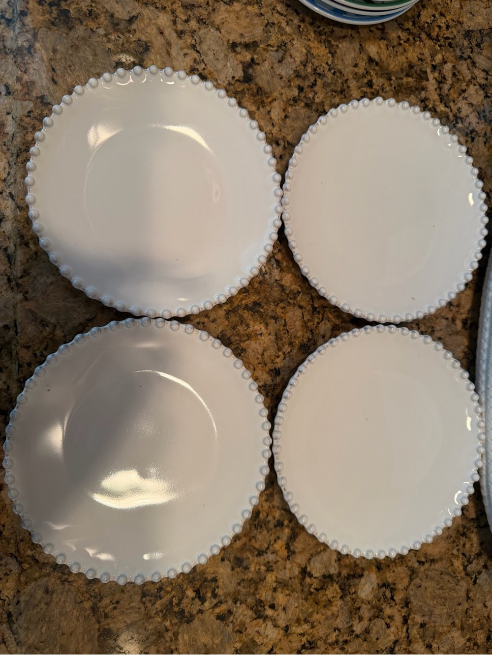 Classic White Beaded Edge 6.5 inch Appetizer Plates - Set of 4